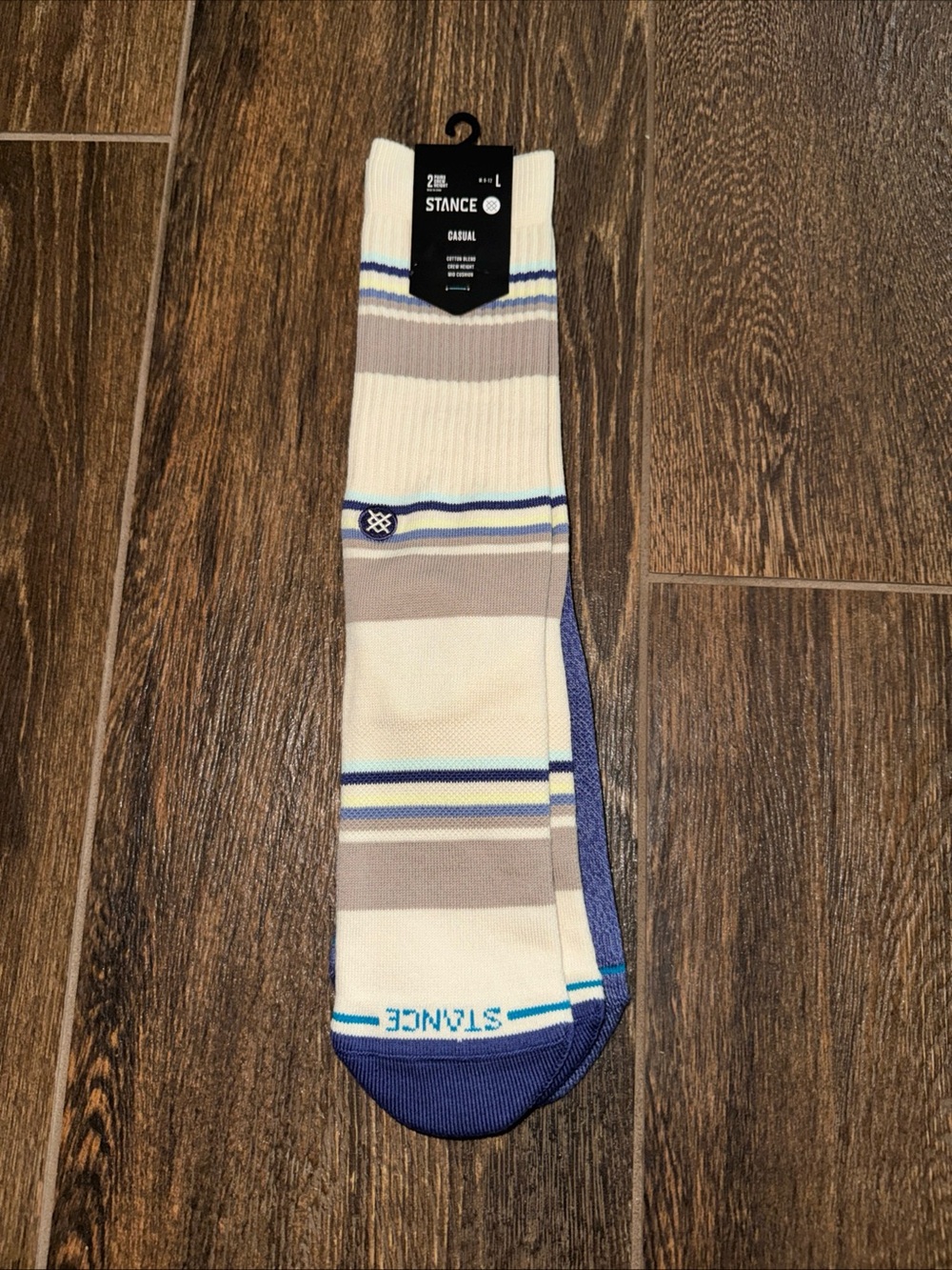 Stance Men’s Cream & Blue Striped Crew Socks 2 pack